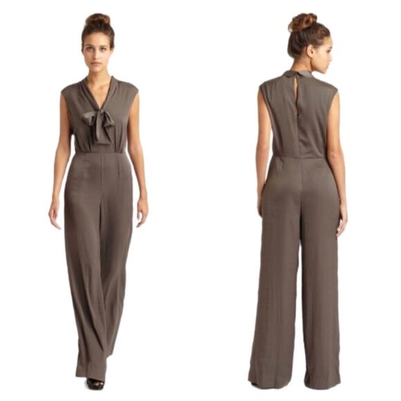 BCBGmaxazria satin Acedia jumpsuit dark gray xs - Picture 1 of 9